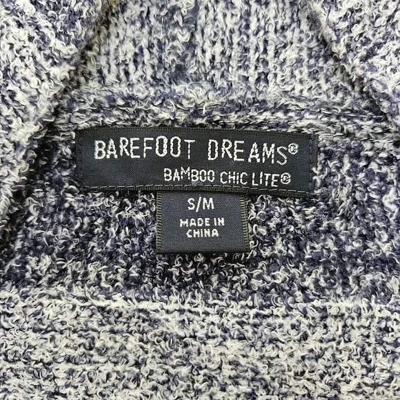 Barefoot Dreams Blue Striped Calypso Bamboo Chic Lite Cardigan Sweater. Size S/M - Picture 5 of 7